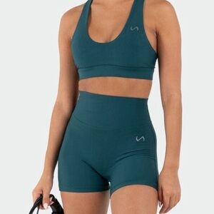 Teal TLF Genesis High Support Sports Bra size medium workout strappy back